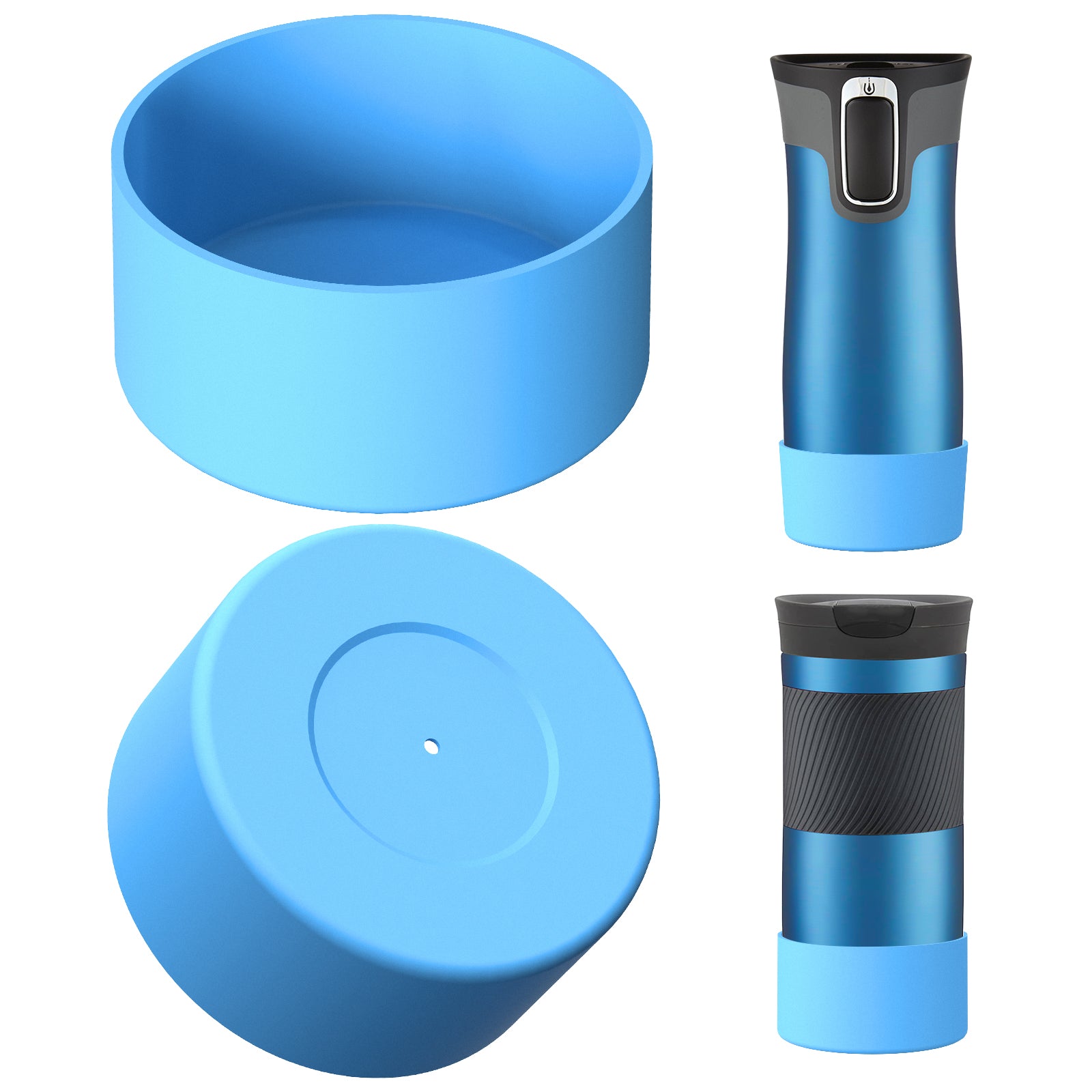 Linkidea 2 Pack Water Bottle Boot Compatible with Contigo West Loop 2.0 16oz/20oz/24oz, Huron 2.0 16oz/20oz, Silicone Anti-Slip Bottle Bottom Bumper Protector (Blue)