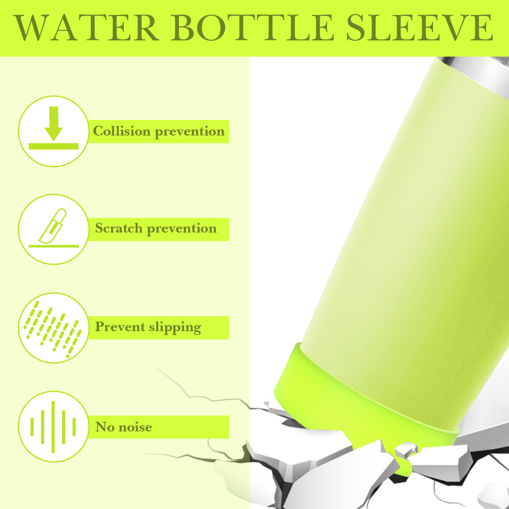 Linkidea 2 Pack Water Bottle Boot Compatible with YETI Tumbler 20oz/30oz, Travel Mug 20oz/30oz, Silicone Anti-Slip Waterbottle Bottom Sleeve Cover Protector (Chartreuse)