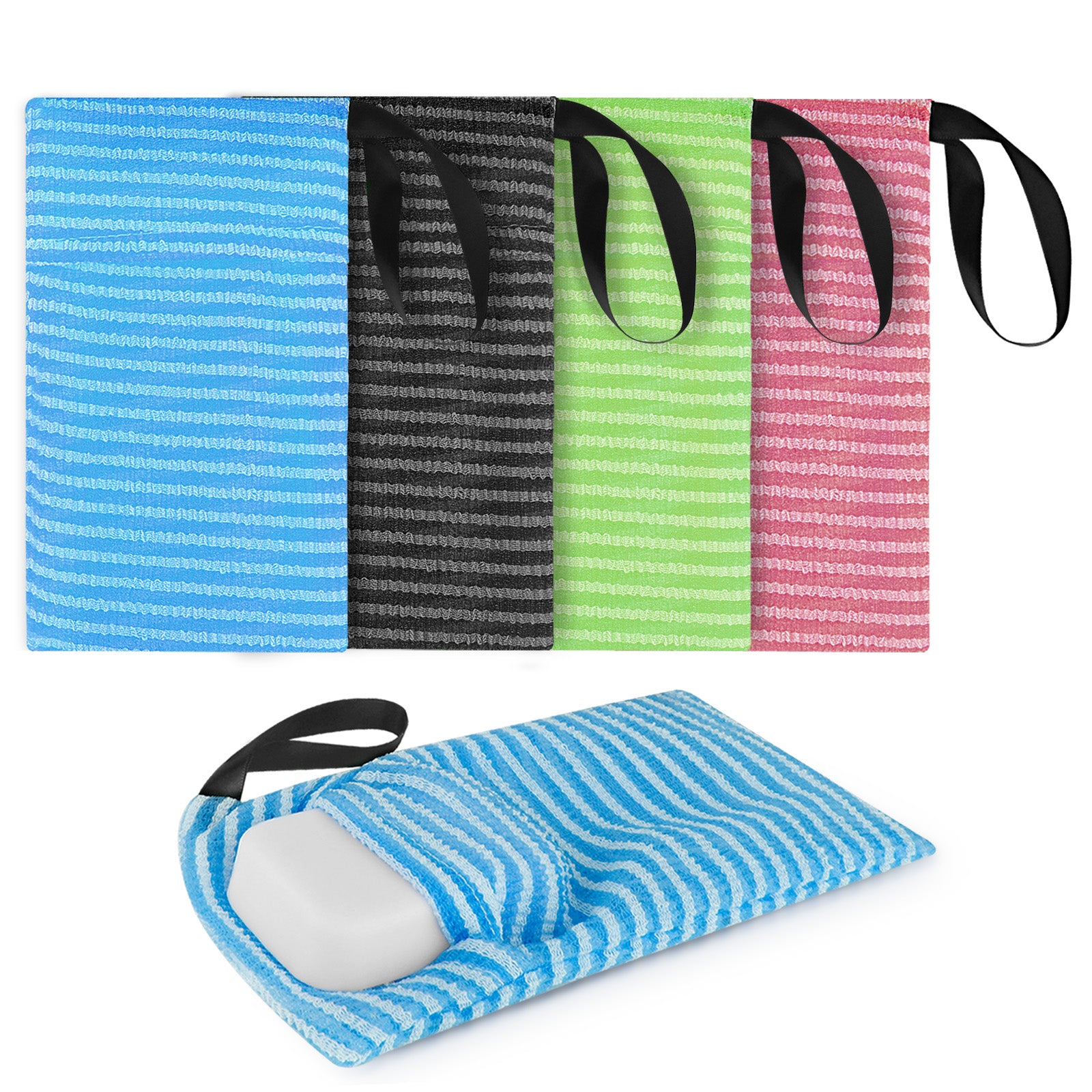 Linkidea 5 Pack Nylon Soap Bag, Portable Travel Bathing Pouch with Lanyard, Compact Mesh Bath Savers for Quick Foaming & Drying Accessories for Bars