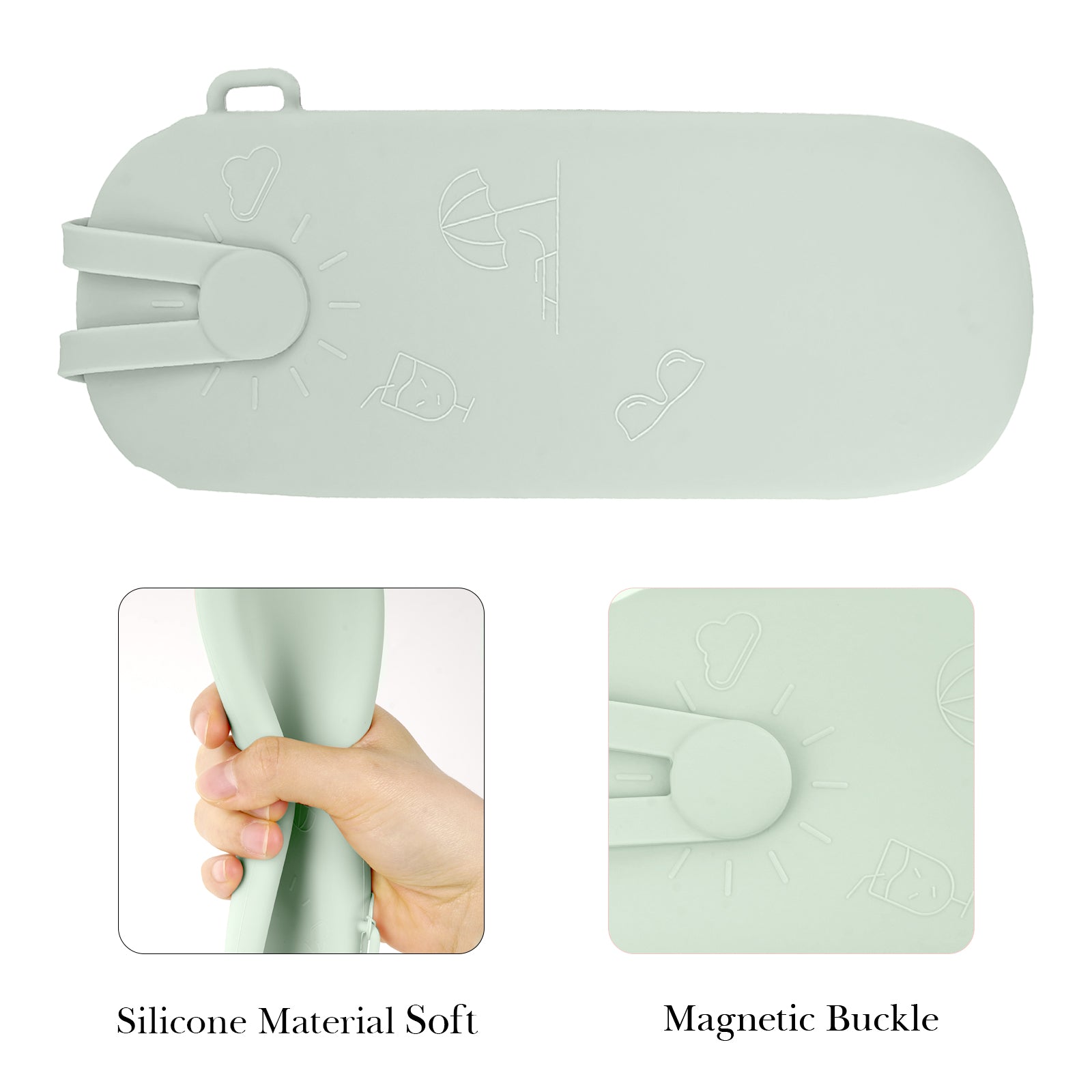Extra Large Sunglasses Pouch Case, Silicone Oversized Sun Glasses Organizer Soft Bag Compatible with TOM FORD FT0965 FT0992 Gucci GG1105S GG1377S PR 29YS Runway (XXL, Green)