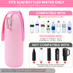 Linkidea 2 Pack Disposable Water Bottle Sleeve Compatible with Smartwater 16.9/20 Fl Oz, Evian 16.9 Fl Oz, Insulated Neoprene Bottled Water Cover Holder with Lockable Zipper, Pink