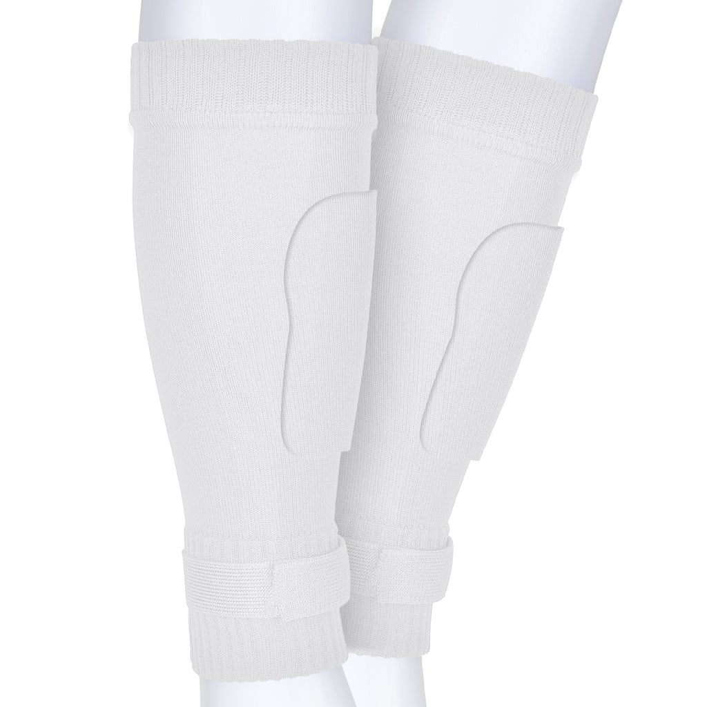 Linkidea Kids Soccer Leg Sleeve with Shin Guard Straps, Elastic Compatible with Grip Socks, Best Alternative to Soccer Athletic Socks for Child 6-8 Years (White)