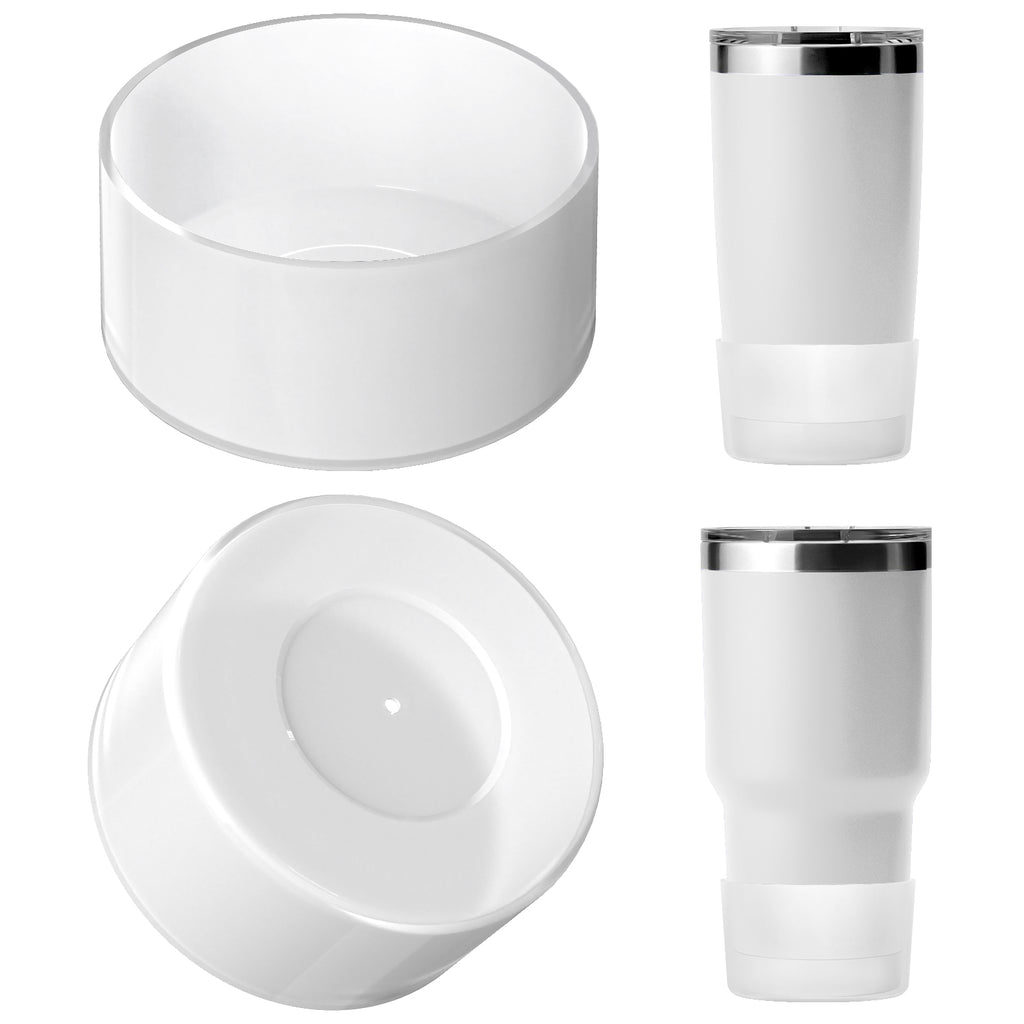 Linkidea Water Bottle Boot Compatible with YETI Rambler Travel Mug 20oz/30oz, Tumbler 20oz/30oz, Silicone Anti-Slip Water Bottle Bottom Sleeve Cover Protector (Clear White / 2 Pack)