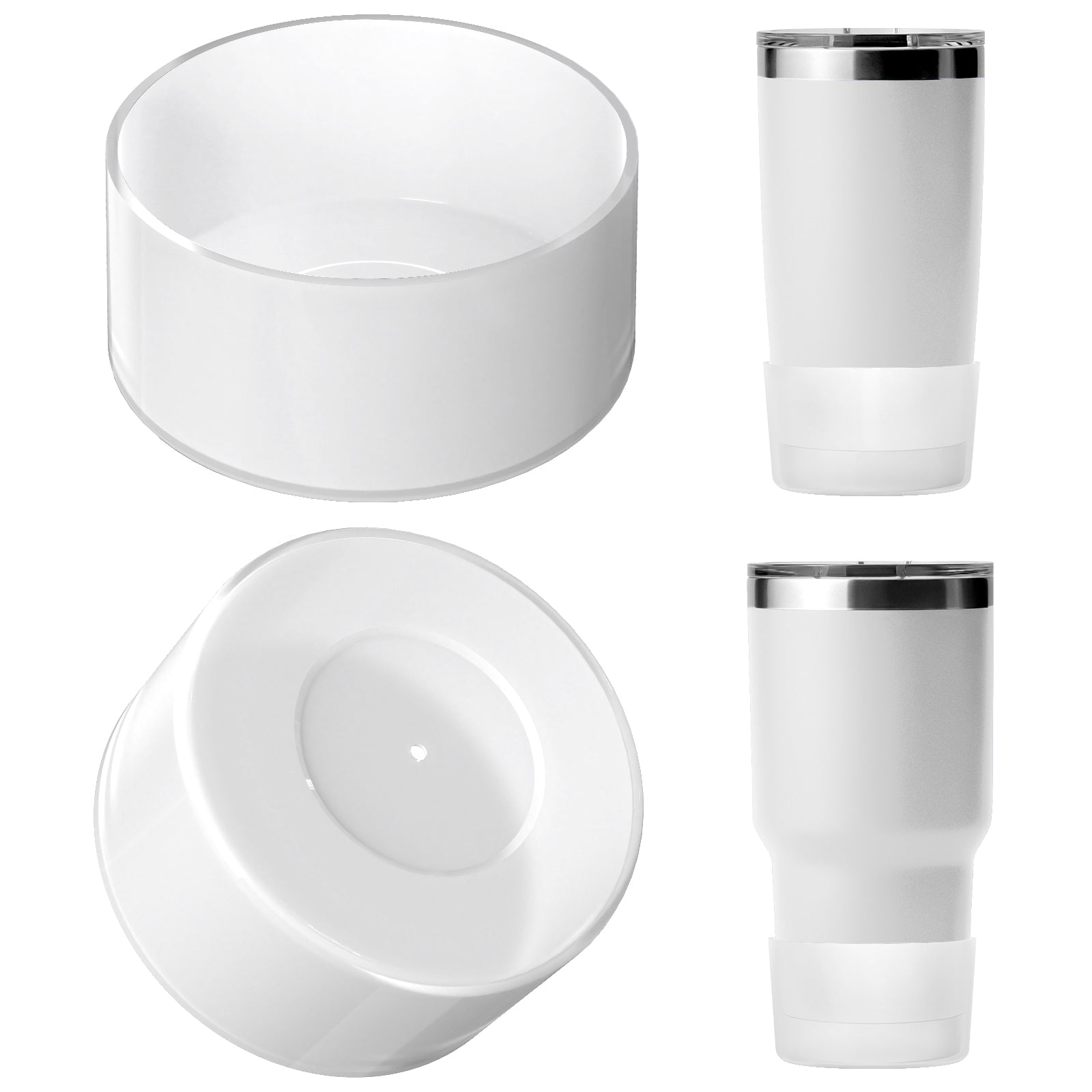 Linkidea Water Bottle Boot Compatible with YETI Rambler Travel Mug 20oz/30oz, Tumbler 20oz/30oz, Silicone Anti-Slip Water Bottle Bottom Sleeve Cover Protector (Clear White / 2 Pack)