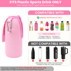 Linkidea 2 Pack Disposable Water Bottle Sleeve Compatible with 16.9 Fl Oz PRIME Hydration, BODYARMOR, Gatorade Fit, Insulated Plastic Sports Drink Cover with Lockable Zipper, Pink