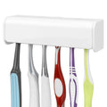 Linkidea Wallmount Toothbrush Holder with Cover for Shower, Space Saving Organizer for RV, Plastic Self Adhesive 6 Slots Tooth Brush Hanger Compatible with Oral-B CrossAction, ExtraClean