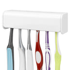 Linkidea Wallmount Toothbrush Holder with Cover for Shower, Space Saving Organizer for RV, Plastic Self Adhesive 6 Slots Tooth Brush Hanger Compatible with Oral-B CrossAction, Colgate ExtraClean