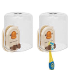 Linkidea 2 Pack Wall Mount Toothbrush Holder for Bathroom, Shower, Plastic Self Adhesive Wallmount Tooth Brush Hanger Compatible with Colgate, GUM, Brush Buddies Toothbrush (Beige)