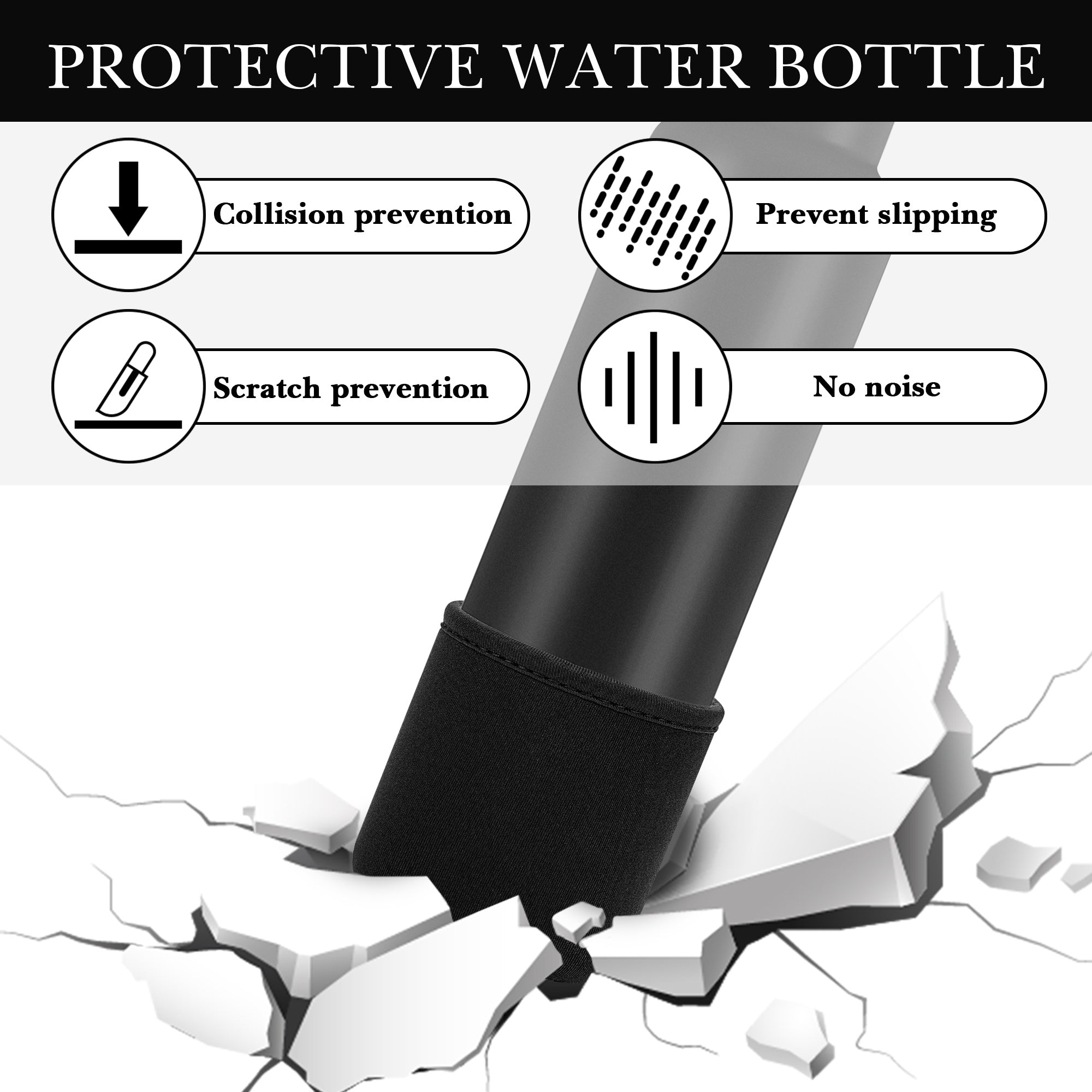 Linkidea 2 Pack Neoprene Water Bottle Boot Compatible with Owala FreeSip 24oz, YETI Tumbler 20oz/30oz, SIM Trek Signature 40oz, Universal 2.7" - 3.1" Bottle Bottom Bumper Protector