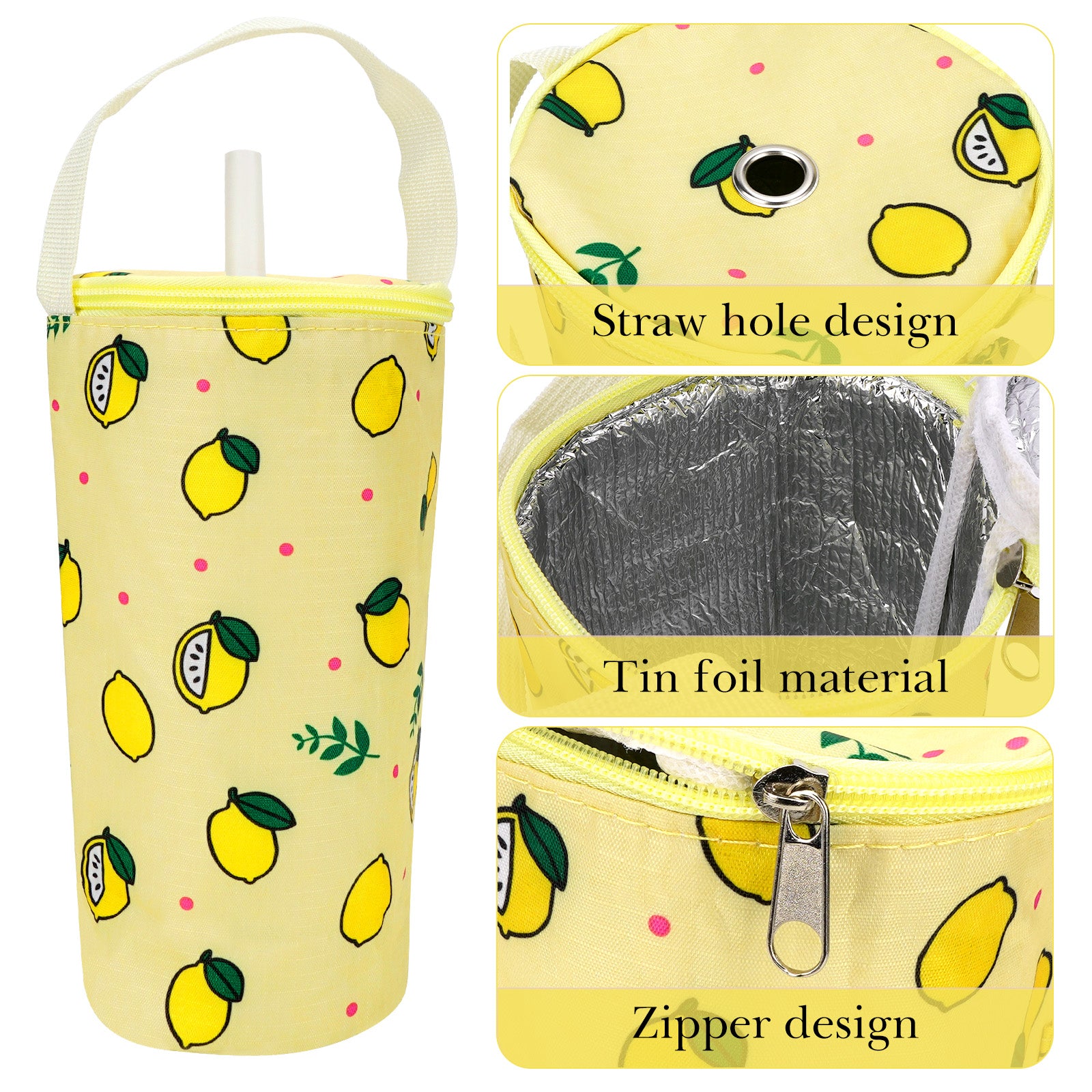Linkidea Iced Coffee Cup Carrier Holder Compatible with Starbucks Venti and Trenta, Dunkin'Donuts, Oxford Cloth Drink Cooler Warmer Bag for 22oz - 32oz Coffee Beverage Drinks Cup, Yellow