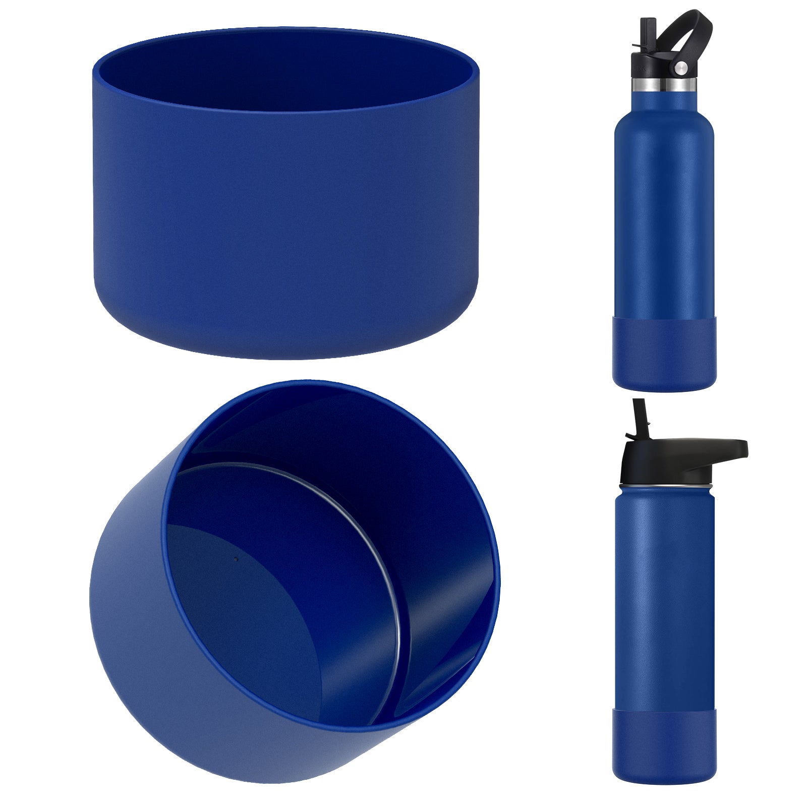 Linkidea 2 Pack Water Bottle Boot Compatible with IRON °FLASK Wide/Narrow Mouth 12oz/14oz/16oz/18oz/20oz/22oz/24oz, Silicone Bottle Bottom Sleeve Cover Bumper Protector (Cobalt)