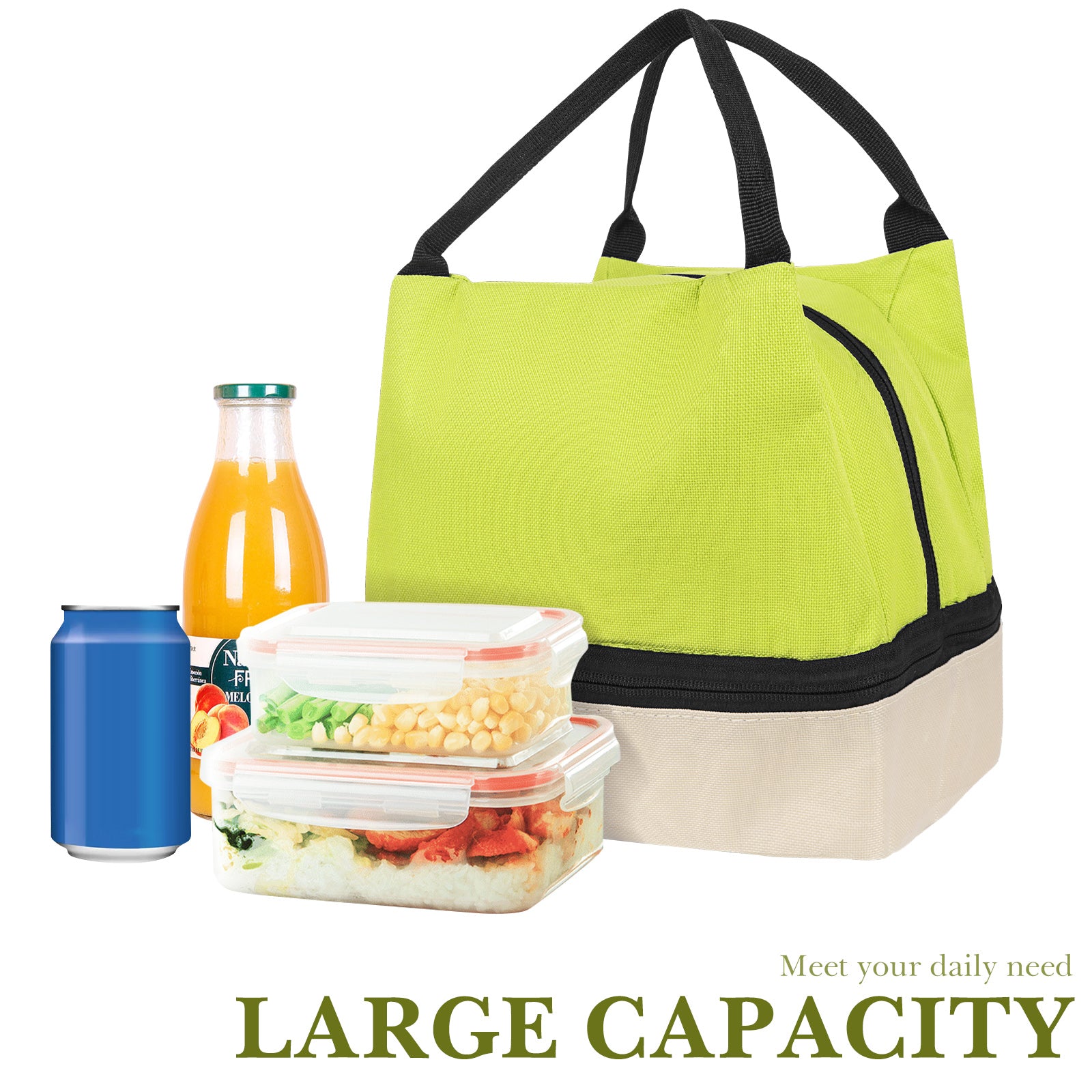 Linkidea Encrypted Oxford Cloth Lunch Bag, Large Capacity Reusable Insulated Lunch Bag for Picnic or Travel, Compatible with B.Box, Sunhanny, Pedeco, QQKO, Xgxn Lunch Box (Green)