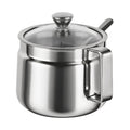 Linkidea 500ml 304 Stainless Steel Chili Oil Container with Lid & Spoon, Dustproof Kitchen Seasoning Jar, Large Capacity Storage Pot for Chili Crisp Sauce