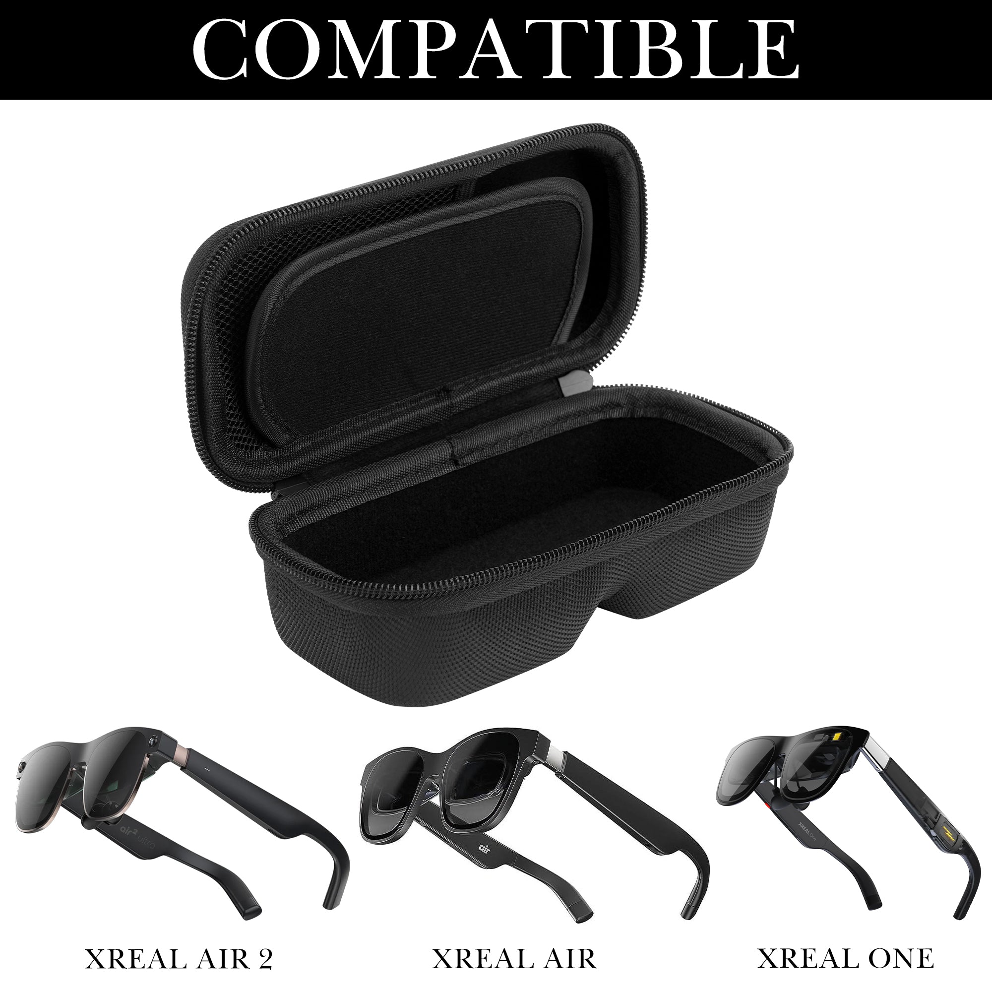 Extra Large Hard Shell Smart Glasses Case, Sunglasses Storage Organizer Compatible with XREAL One Pro/ Air 2 pro/ Air AR Glasses Travel Case