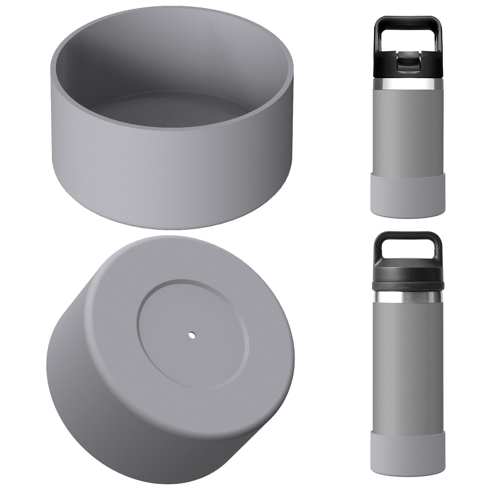 Linkidea Water Bottle Boot Compatible with YETI Rambler Jr. Kids 12oz, Rambler 12oz/18oz, Yonder 20oz/25oz, Silicone Anti-Slip Bottle Bottom Sleeve Bumper Protector (Grey / 2 Pack)