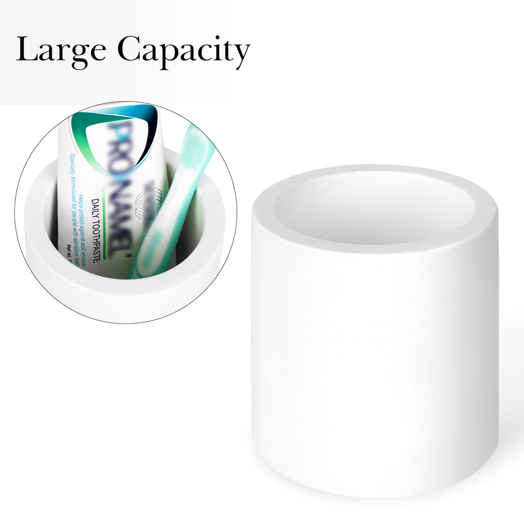Linkidea Countertop Toothbrush Holder, Diatomite Tooth Brush Stand for Manual Toothbrush, Toothpaste, Razor, Vanity Organizer Compatible with Colgate Extra Clean, Oral-B CrossAction (White)
