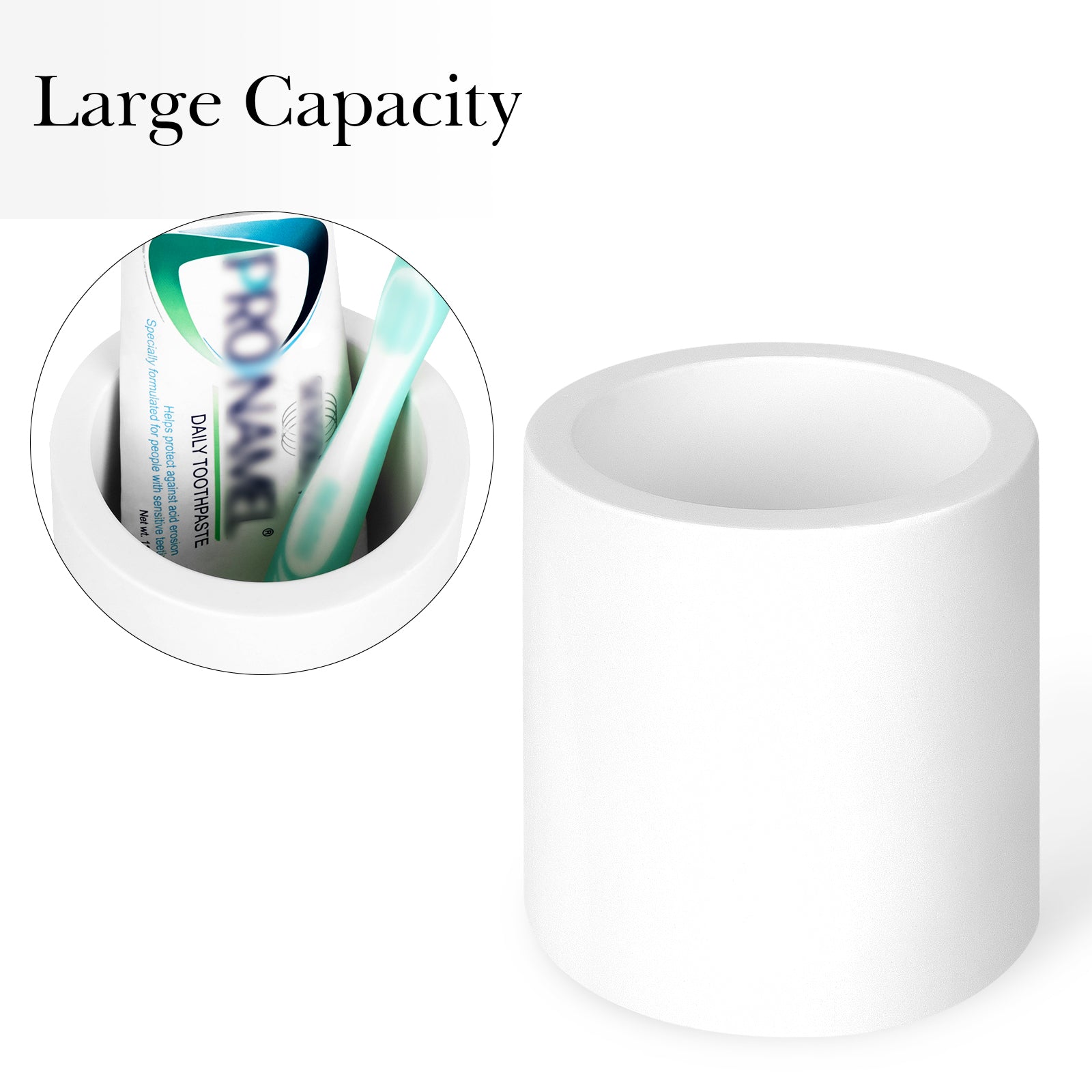 Linkidea Countertop Toothbrush Holder, Diatomite Tooth Brush Stand for Manual Toothbrush, Toothpaste, Razor, Vanity Organizer Compatible with Colgate Extra Clean, Oral-B CrossAction (White)
