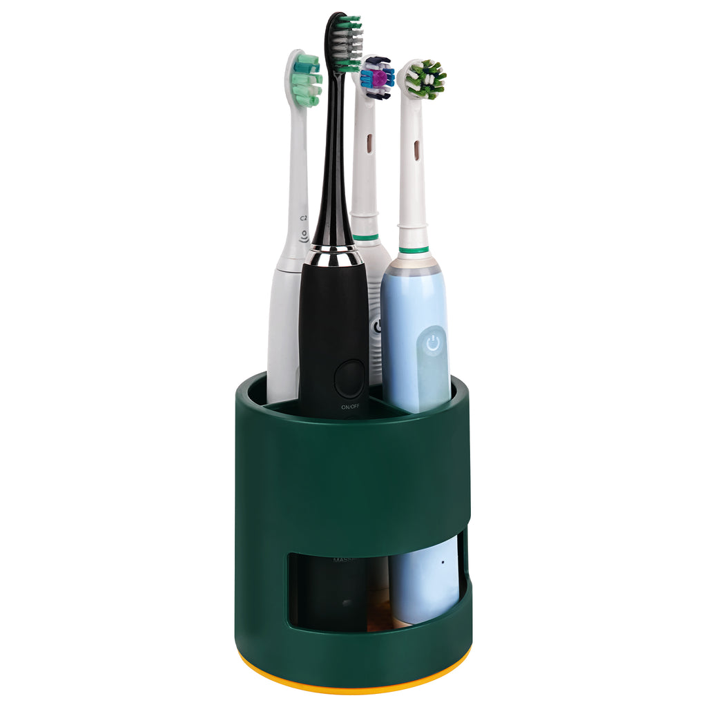 Linkidea Electric Countertop Toothbrush Holder, 4 Slots Plastic Brush Organizer Compatible with Oral-B iO Series, Philips Sonicare ProtectiveClean, Colgate ExtraClean (Green)