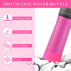 Linkidea 2 Pack Water Bottle Boot Compatible with Contigo Jackson Chill 2.0 20oz/24oz, Cortland 24oz, Silicone Anti-Slip Bottle Bottom Bumper Protector (Pink)