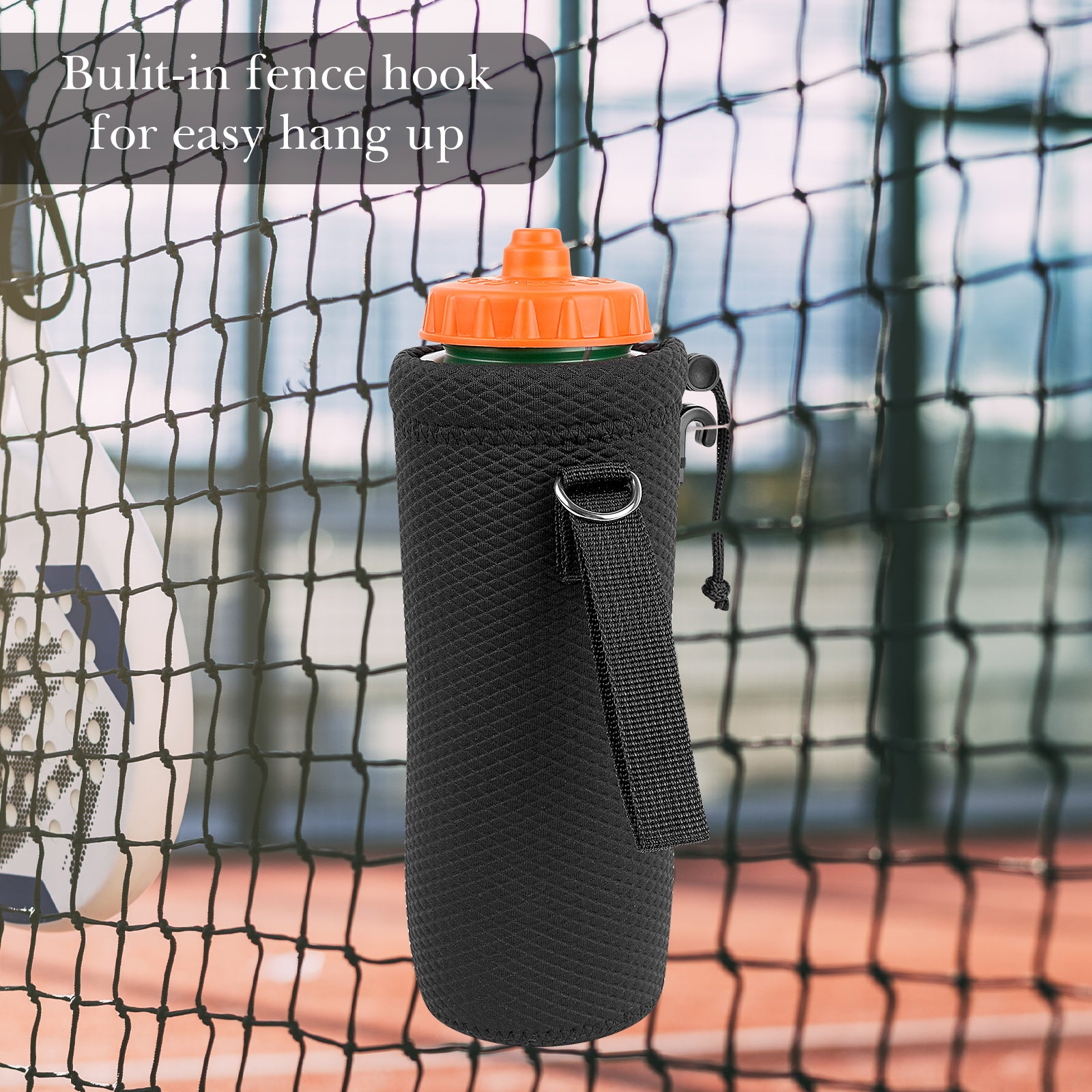 Linkidea Water Bottle Carrier with Fence Hook Compatible with Gatorade Plastic Squeeze 32oz, YETI Rambler 18oz, Sport Waterbottle Sling Bag Holder with Shoulder Strap for Baseball, Tennis