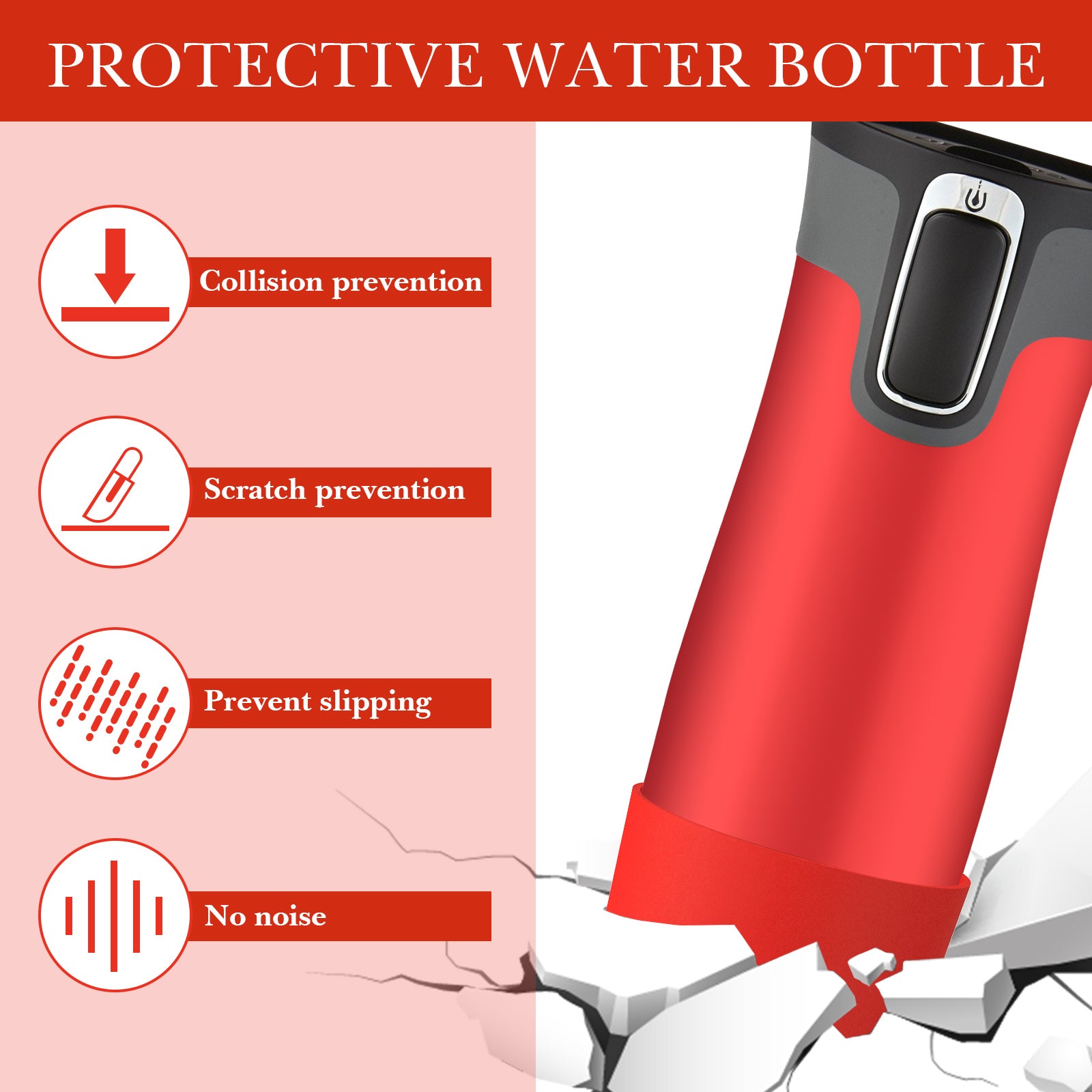 Linkidea 2 Pack Water Bottle Boot Compatible with Contigo West Loop 2.0 16oz/20oz/24oz, Huron 2.0 16oz/20oz, Silicone Anti-Slip Bottle Bottom Bumper Protector (Red)