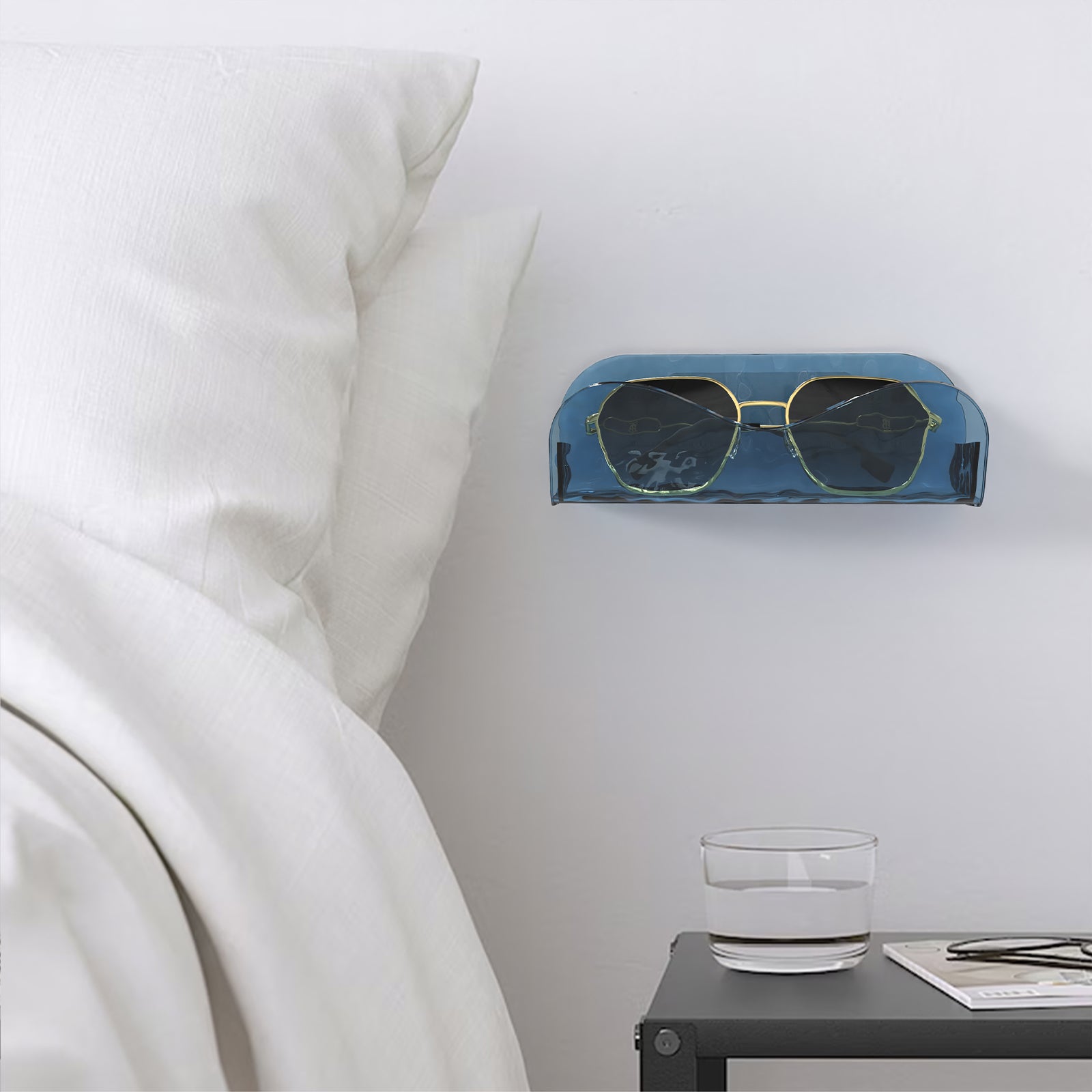 Extra Large Sunglasses Organizer Storage Wall Mount, Acrylic Glasses Eyewear Display Holder Compatible with Gucci GG0876S GG0875S Balenciaga BB0201S BB0166S (Clear Blue)