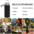 Linkidea 25oz Single Wall 304 Stainless Steel Water Bottle with Carry Pouch, Non-Insulated Wide Mouth Sports Bottle with Handle, Dishwasher Safe