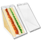 Linkidea 2 Pcs Triangular Sandwich Containers with Cover, Charcuterie Boxes with Clear Lids for Sandwich Storage, Portable Sandwiches Storage Box Fits Picnic, Travel, Work