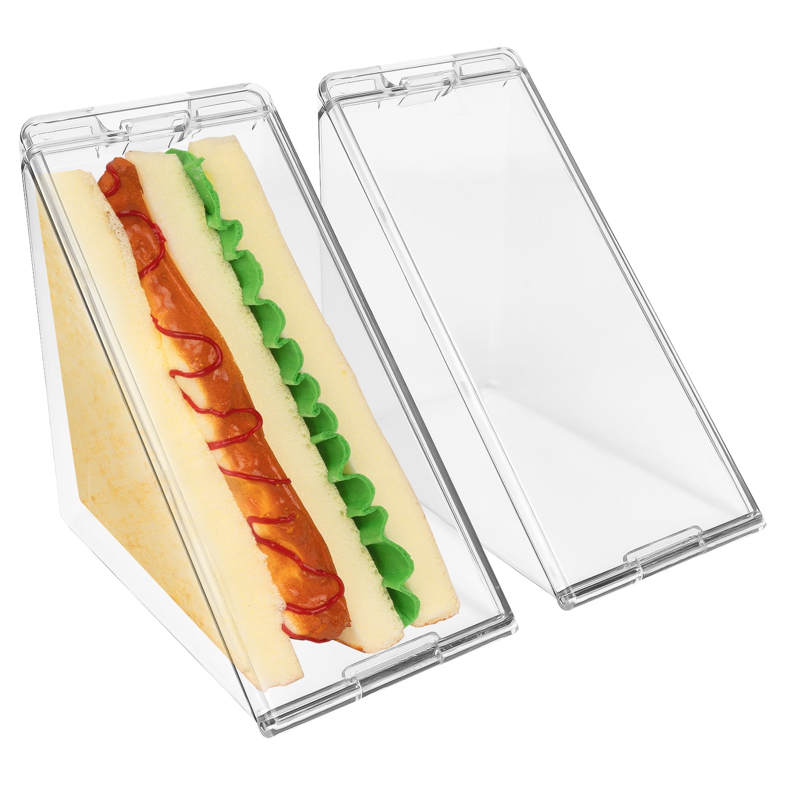 Linkidea 2 Pcs Triangular Sandwich Containers with Cover, Charcuterie Boxes with Clear Lids for Sandwich Storage, Portable Sandwiches Storage Box Fits Picnic, Travel, Work
