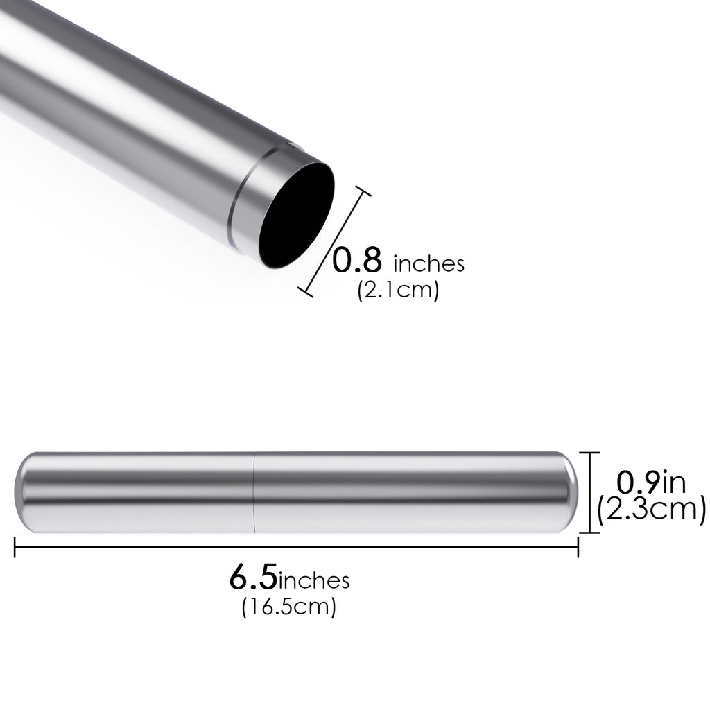 Linkidea 2-Pack Stainless Steel Cigar Tubes, 6.5" Travel Case for Single Cigar up to 5.9" Long & 50 Ring Gauge, Crush-Resistant Airtight Storage (Silver)