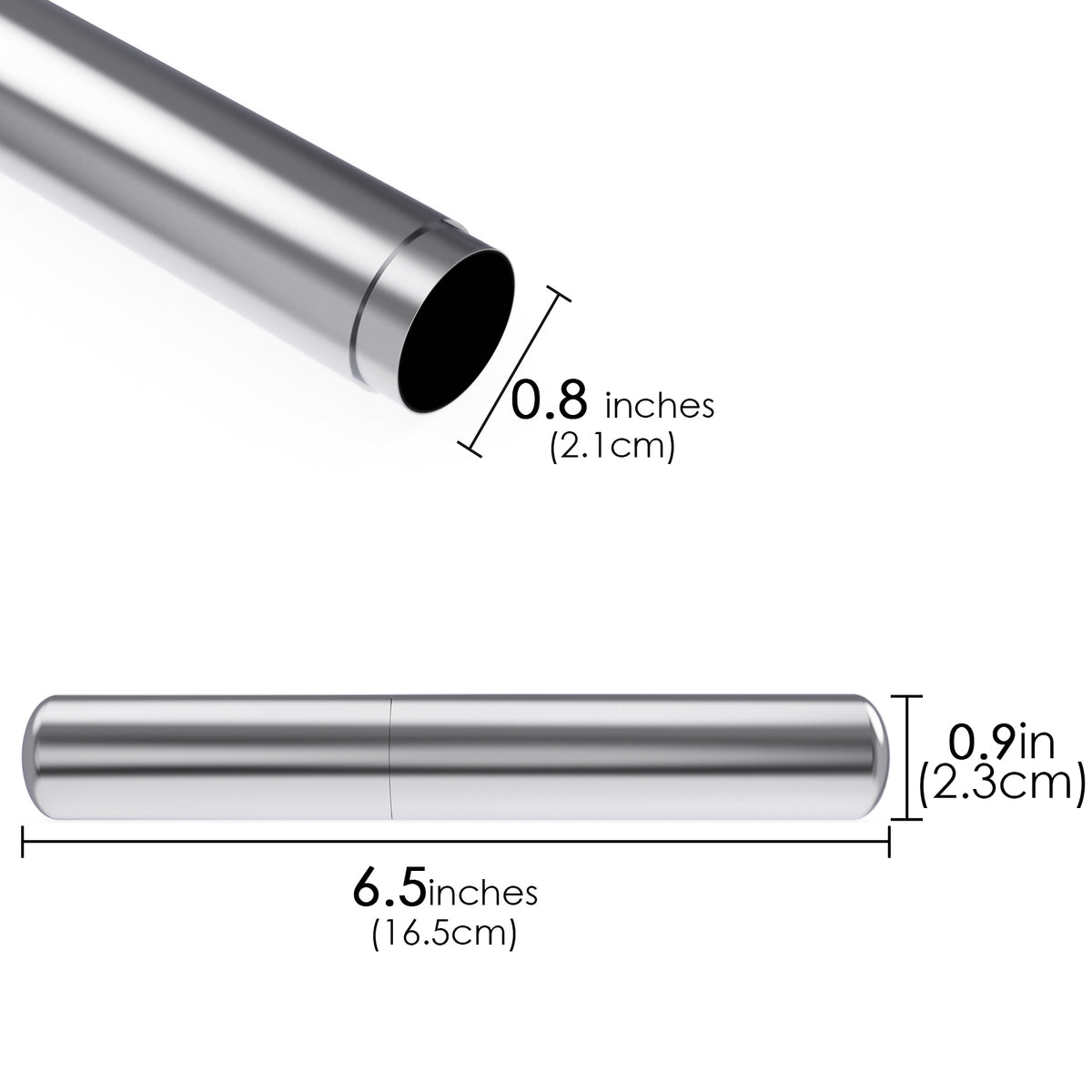 Linkidea 2-Pack Stainless Steel Cigar Tubes, 6.5" Travel Case for Single Cigar up to 5.9" Long & 50 Ring Gauge, Crush-Resistant Airtight Storage (Silver)