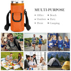 Linkidea Tumbler Carrier with Strap Compatible with YETI Rambler Tumbler 20oz, IRON °FLASK Classic Tumbler 2.0 20/24oz, Coffee Mug Sling Bag Holder, Shoulder Strap with Pocket, Orange