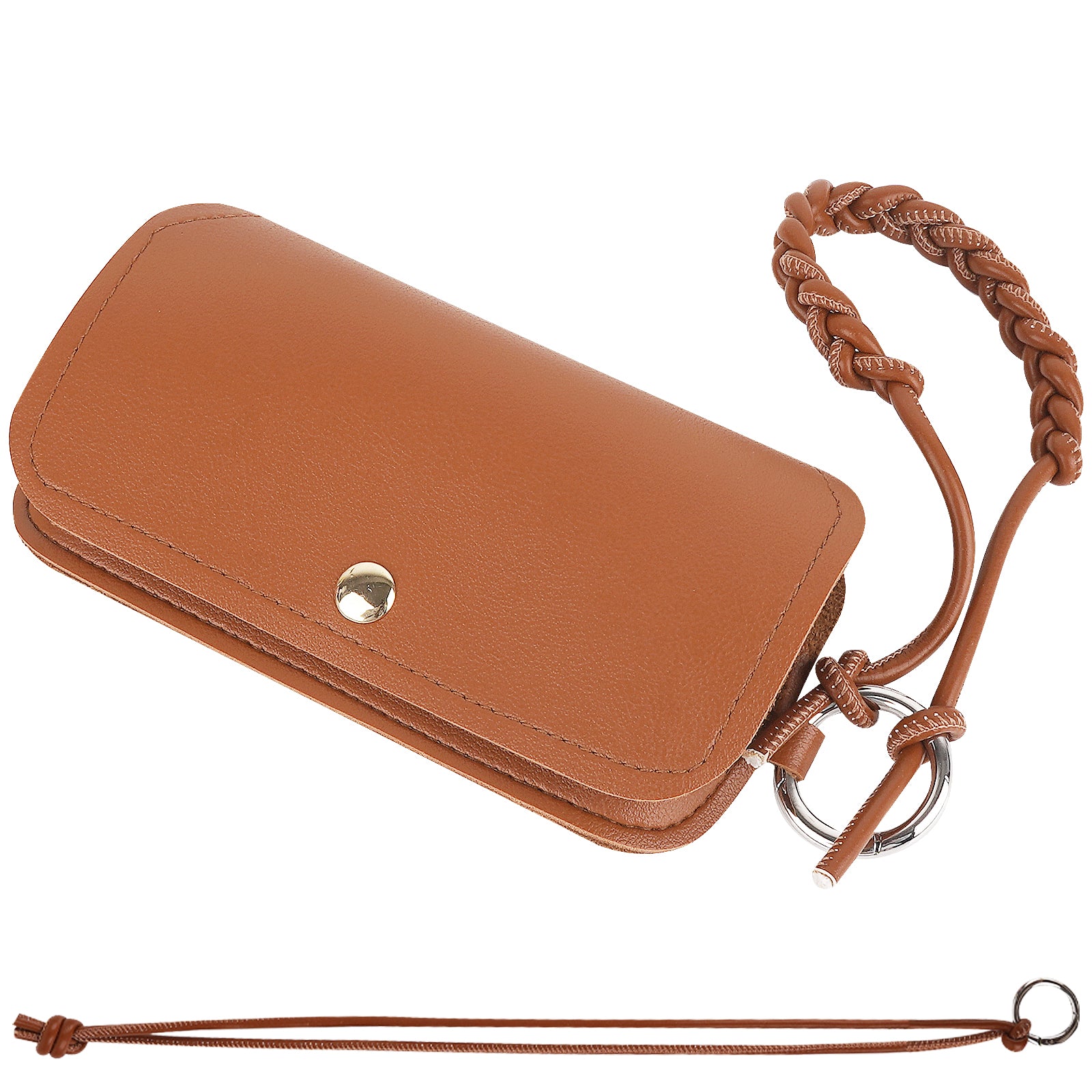 Extra Large Sunglasses Pouch Case with Carrying Strap, Vegan Leather Brown EyeGlasses Organizer Soft Bag Compatible with Rayban RB2132 RB4416 RB2241 RB3548 RB2398F RB4246