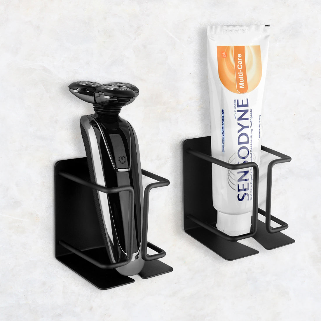 Linkidea Wall Mount Electric Razor Holder, Stainless Steel Shaver Stand for Bathroom Shower, Adhesive Razor Hanger Compatible with Philips Norelco Shaver 2400, Series 7, 9 (Black)