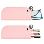 Extra Large Sunglasses Pouch Case with Hook Ring, Vegan Leather Oversized Sun Glasses Organizer Soft Bag Compatible with Gucci GG0981S GG0908S GG1223S GG1370S Versace VE2255 (XXL, Pink)