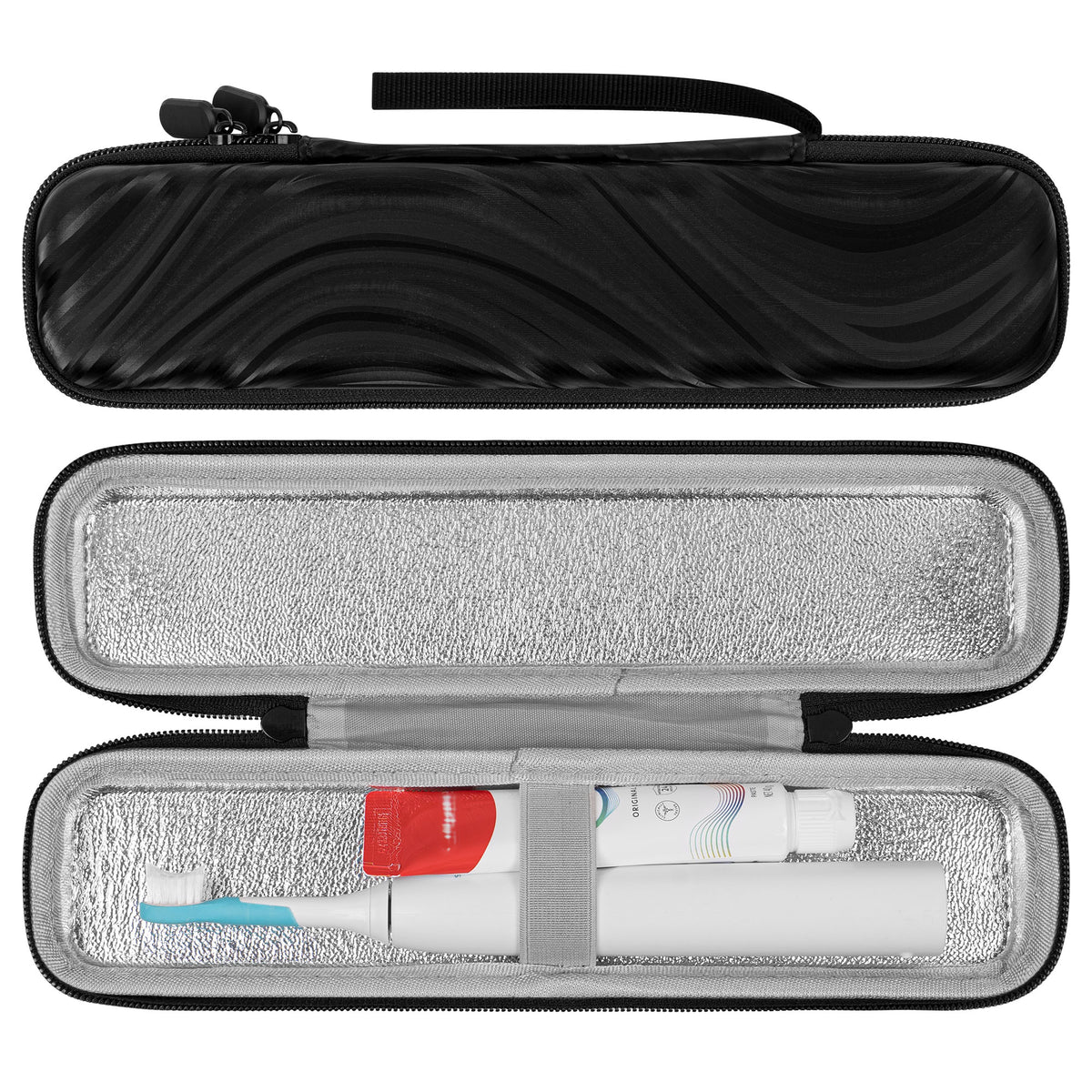 Linkidea Electric Toothbrush Travel Case with Waterproof Lining, Compatible with Oral-B iO Series, Smart 1500 Toothbrush, Philips Sonicare, Hard Shell Protective Brush Case (Black)