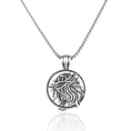 Pure Tin Jesus Christ Crown of Thorns Head Pendant Necklace, Round Jesus Face Pendant Chain for Men Women, 24" Link Chain