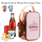 Linkidea Insulated Snack Bag with Cute Pendant, Lunch Cooler Bag Designed for Food Jar Storage, Lightweight Fits Travel, Compatible with Thermos, Dacool 16 oz Food Jar (Pink)