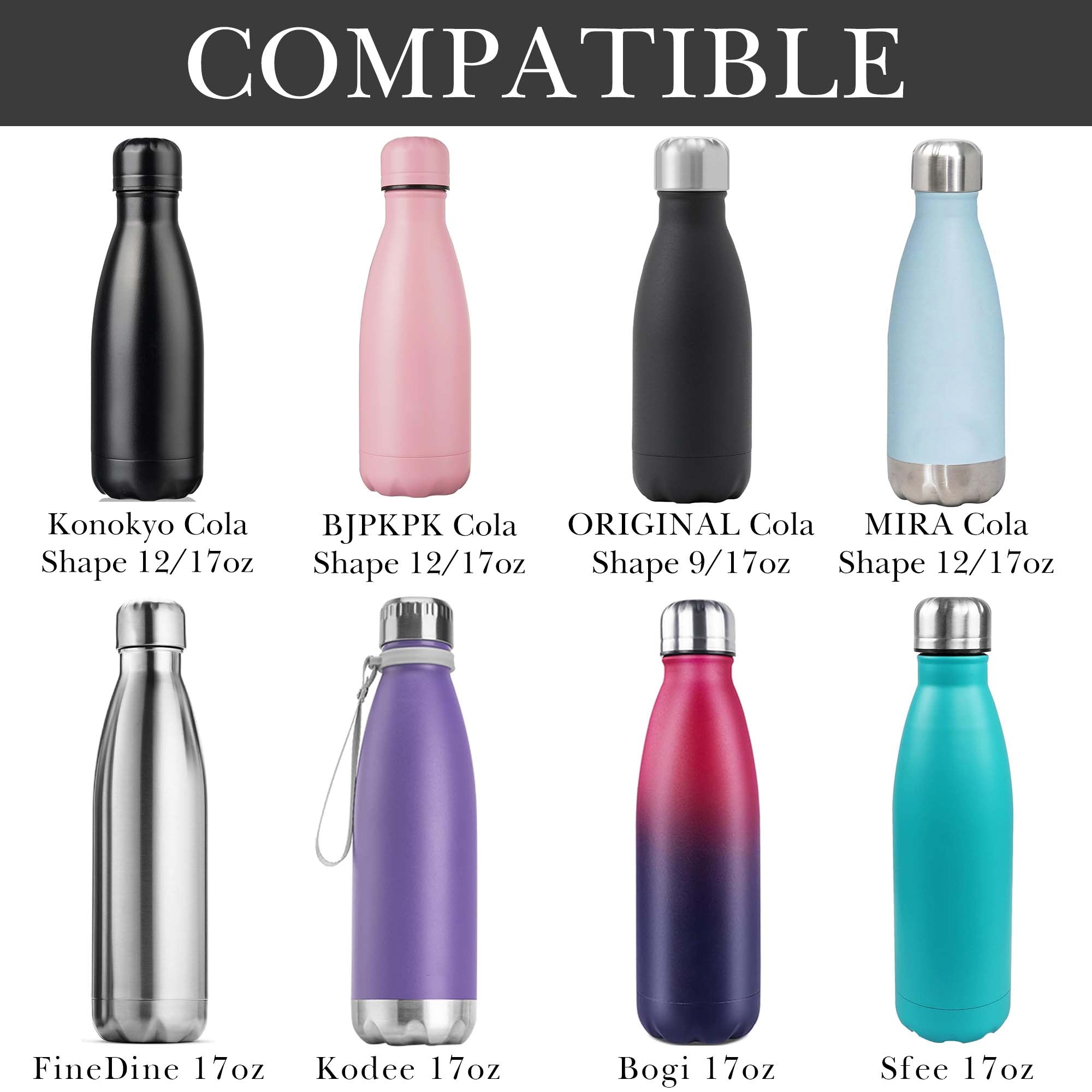 Linkidea 2 Pack Water Bottle Boot Compatible with 9oz/12oz/17oz S ORIGINAL, BJPKPK, MIRA Cascade Cola Shaped Bottles, Neoprene Bottle Bottom Bumper Protector (Black)