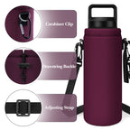 Linkidea Water Bottle Carrier with Strap Compatible with YETI Rambler Bottle 26oz/36oz, Waterbottle Sling Bag Holder with Shoulder Strap, Wine Red