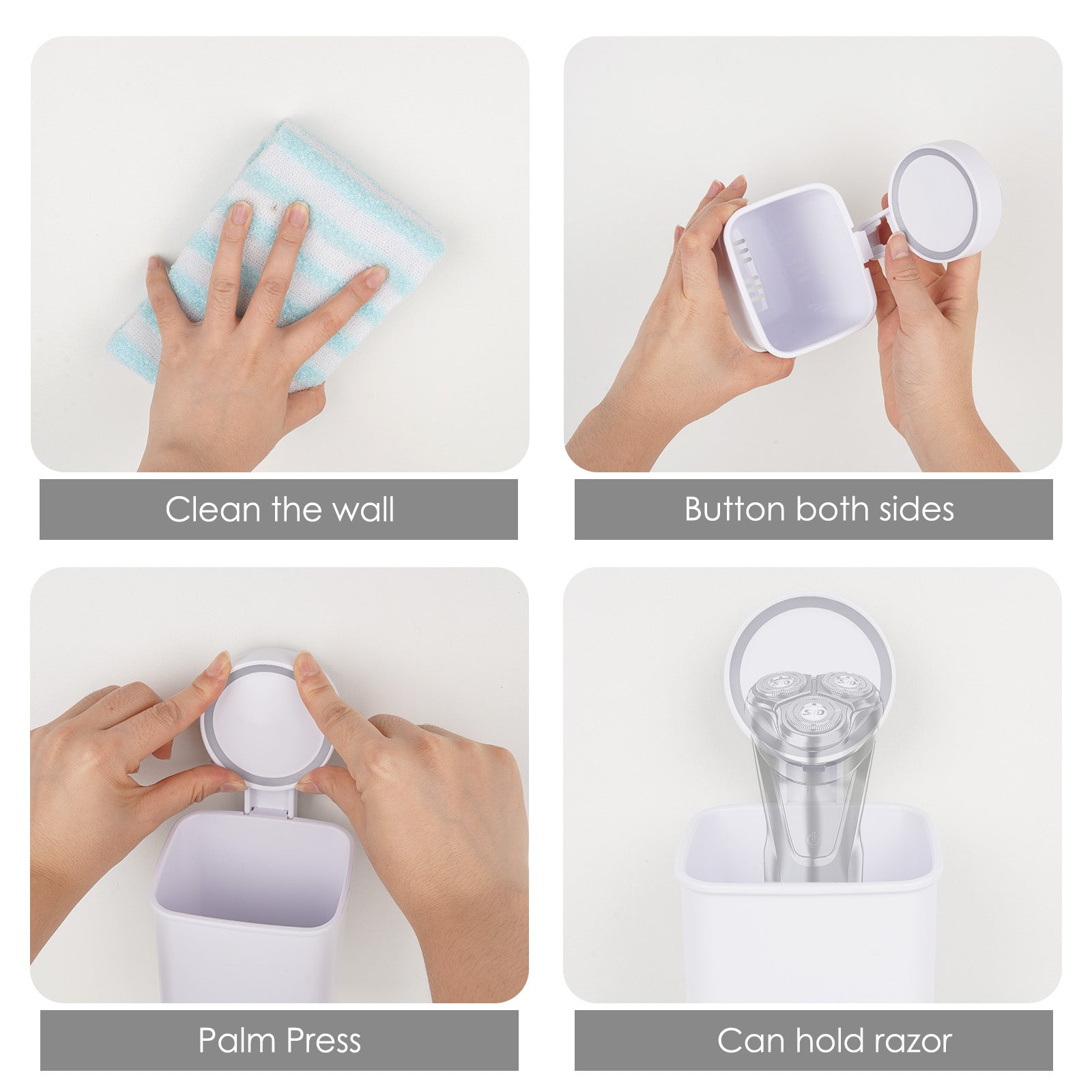 Linkidea 2 Pack Electric Shaver Holder with Drain Hole, Self-Adhesive Wall Mount Storage Razor Stand, Compatible with Philips Norelco Shaver 2400 / 3600, Series 7, 9 (White)