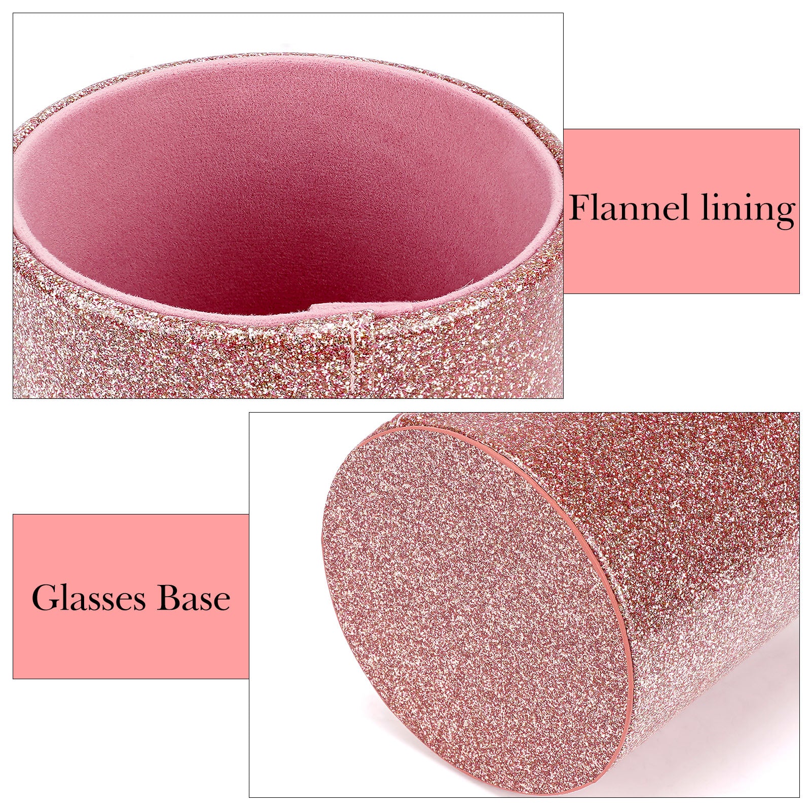Extra Large Sunglasses Desk Holder Stand, 2 Pack Pink Vegan Leather Eyeglasses Display Storage with Flock Lining, Sunwear Organizer Compatible with Rayban RB220/RB2195/RB3447/RB3809