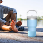 Linkidea 2 Pack Water Bottle Boot Compatible with Stanley Quencher H2.0 20oz/30oz/40oz, IceFlow Flip 20oz/30oz, Silicone Water Bottle Bottom Sleeve Cover Bumper Protector (Light Sky)
