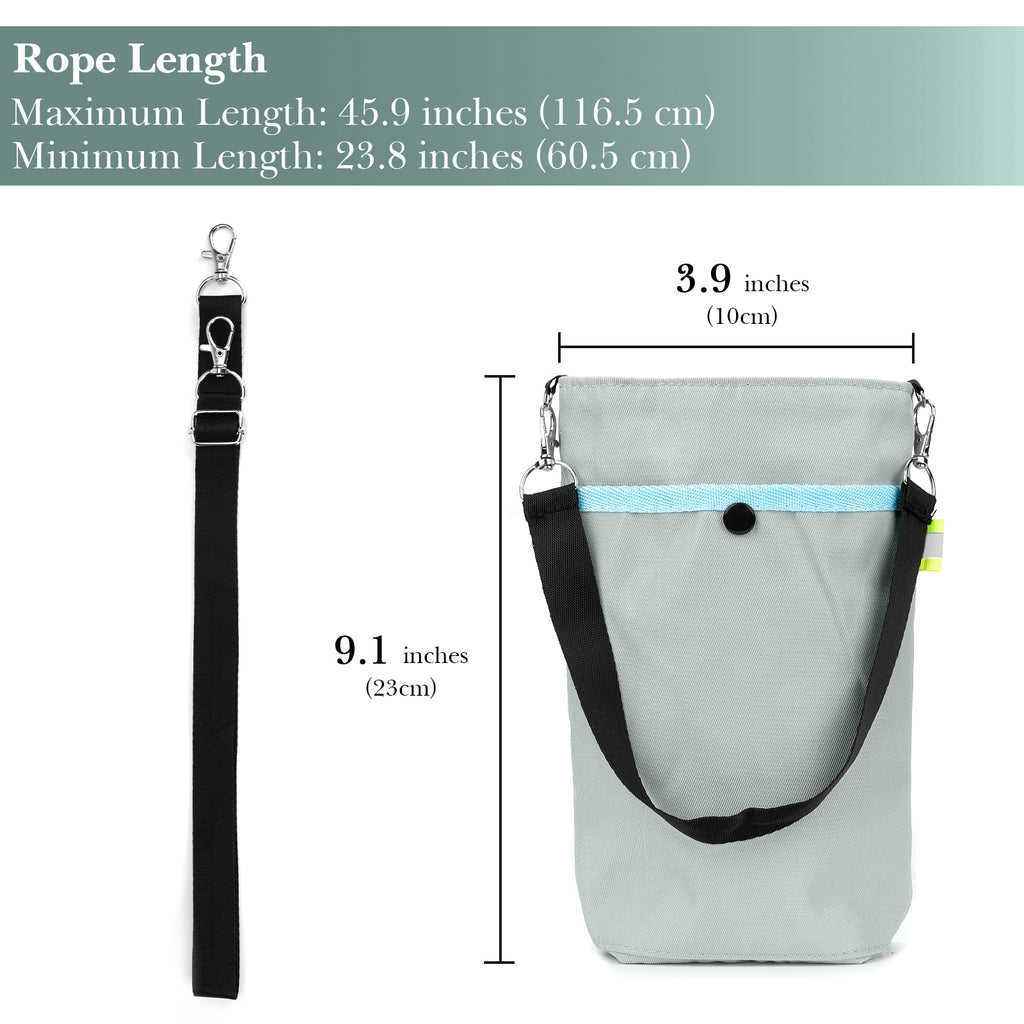 Linkidea Water Bottle Carrier Compatible with YETI Rambler Bottle 18oz/26oz, Owala FreeSip 24oz, Waterbottle Sling Bag Holder with Shoulder Strap, Grey