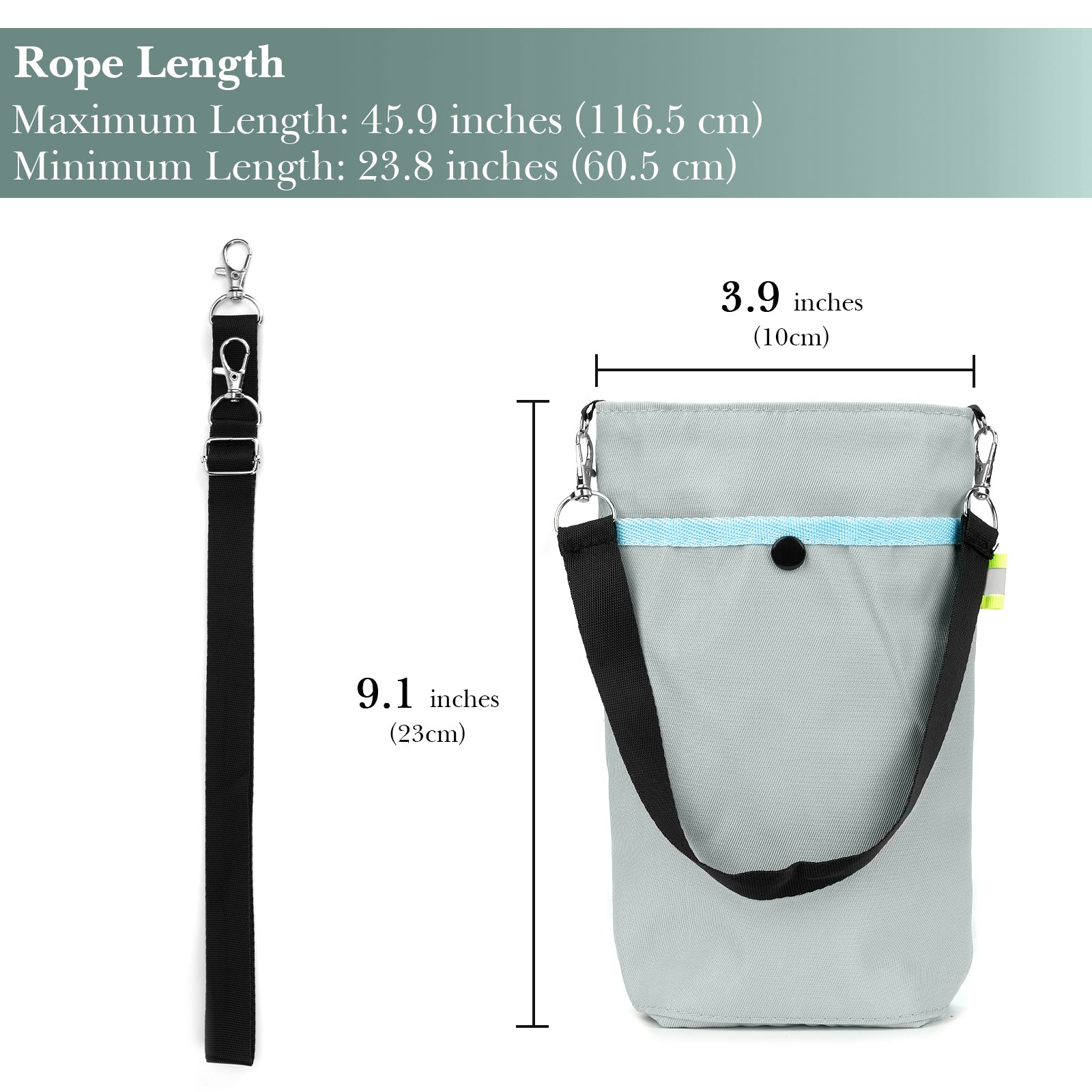 Linkidea Water Bottle Carrier Compatible with YETI Rambler Bottle 18oz/26oz, Owala FreeSip 24oz, Waterbottle Sling Bag Holder with Shoulder Strap, Grey