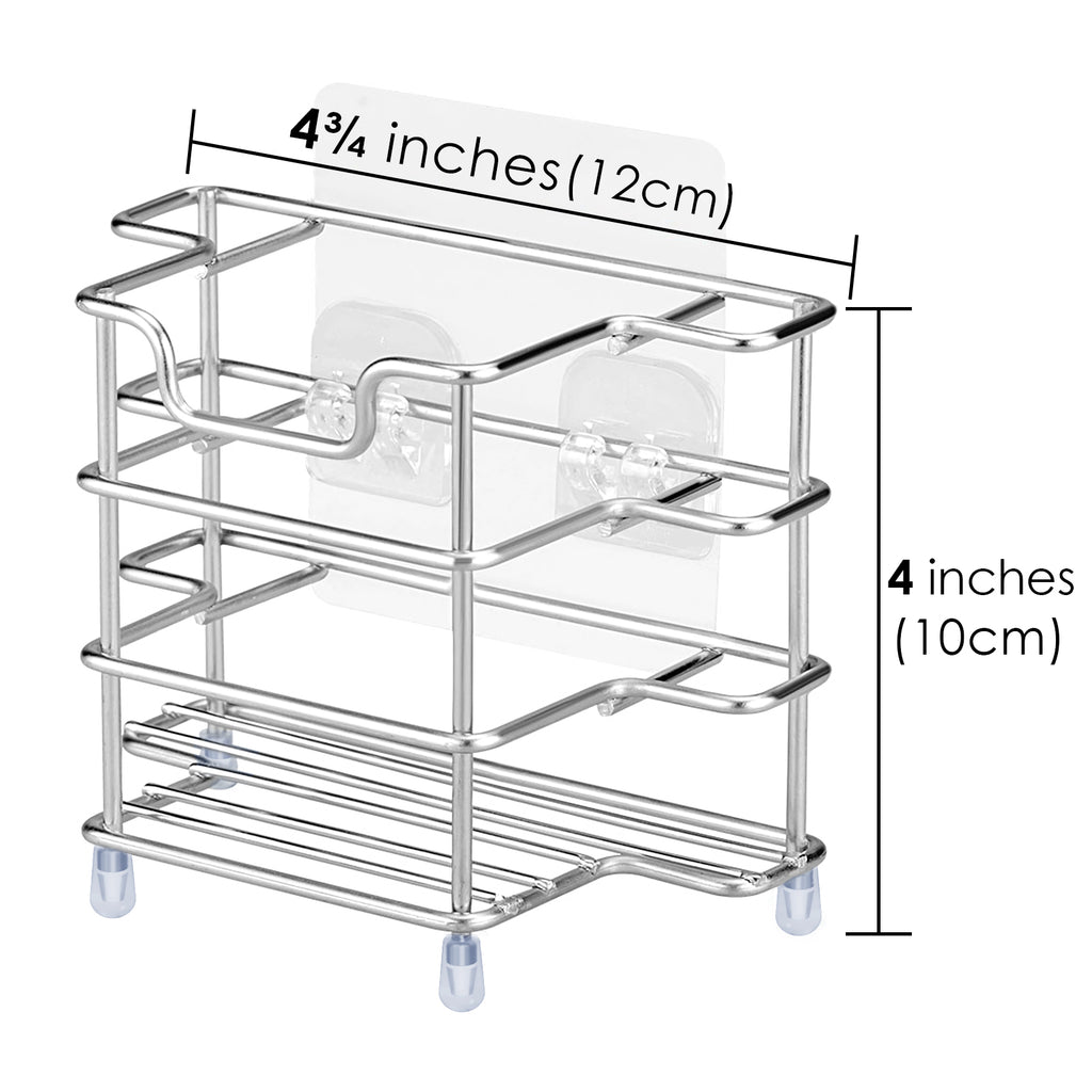 Linkidea 2 Pack Toothbrush Holder Wall Mounted, Stainless Steel Electric Toothbrush Stand Rack for Shower Bathroom, Self Adhesive 3 Slots Toothbrush Toothpaste Razor Countertop Organizer (Silver)
