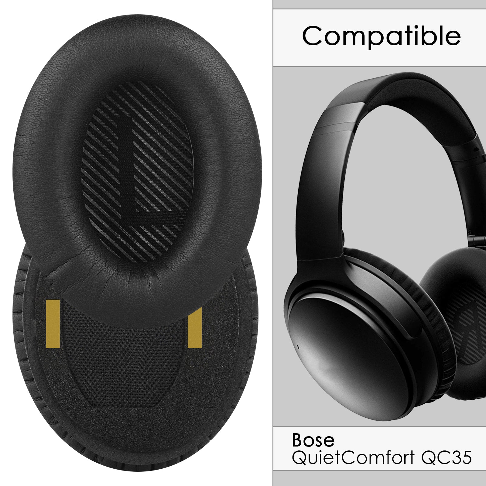 Ear Pads for Bose QC45/QC35/QC35 IIGaming/QC15/QC25, AE 2/2i /2w SoundTrue SoundLink Around-Ear Headphones, Replacement Ear Cushions (Protein Leather / Black)