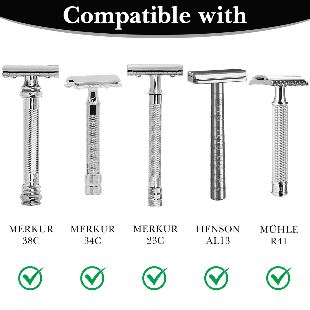 Linkidea Safety Razor Head Vegan Leather Cover, Double Edge Safety Razor Cover for Travel, Butterfly Razor Shaving Accessories Compatible with Merkur 34C Hd, 34C, 23C, Henson AL13 (Black)