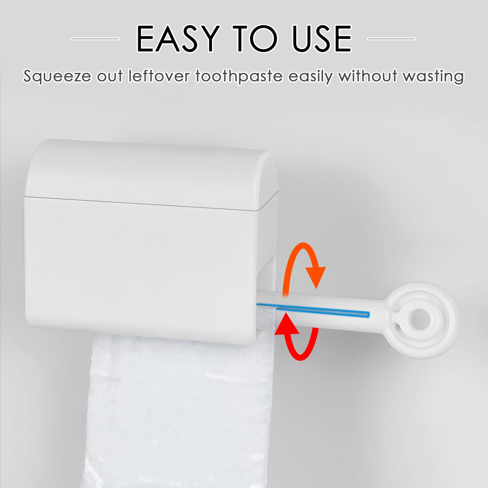 Linkidea 2 Pack Wall Mounted Manual Toothpaste Tube Squeezers, Rotatable Squeeze Toothpaste Dispenser, Punch Free Toothpaste Tube Seat Holder (White)