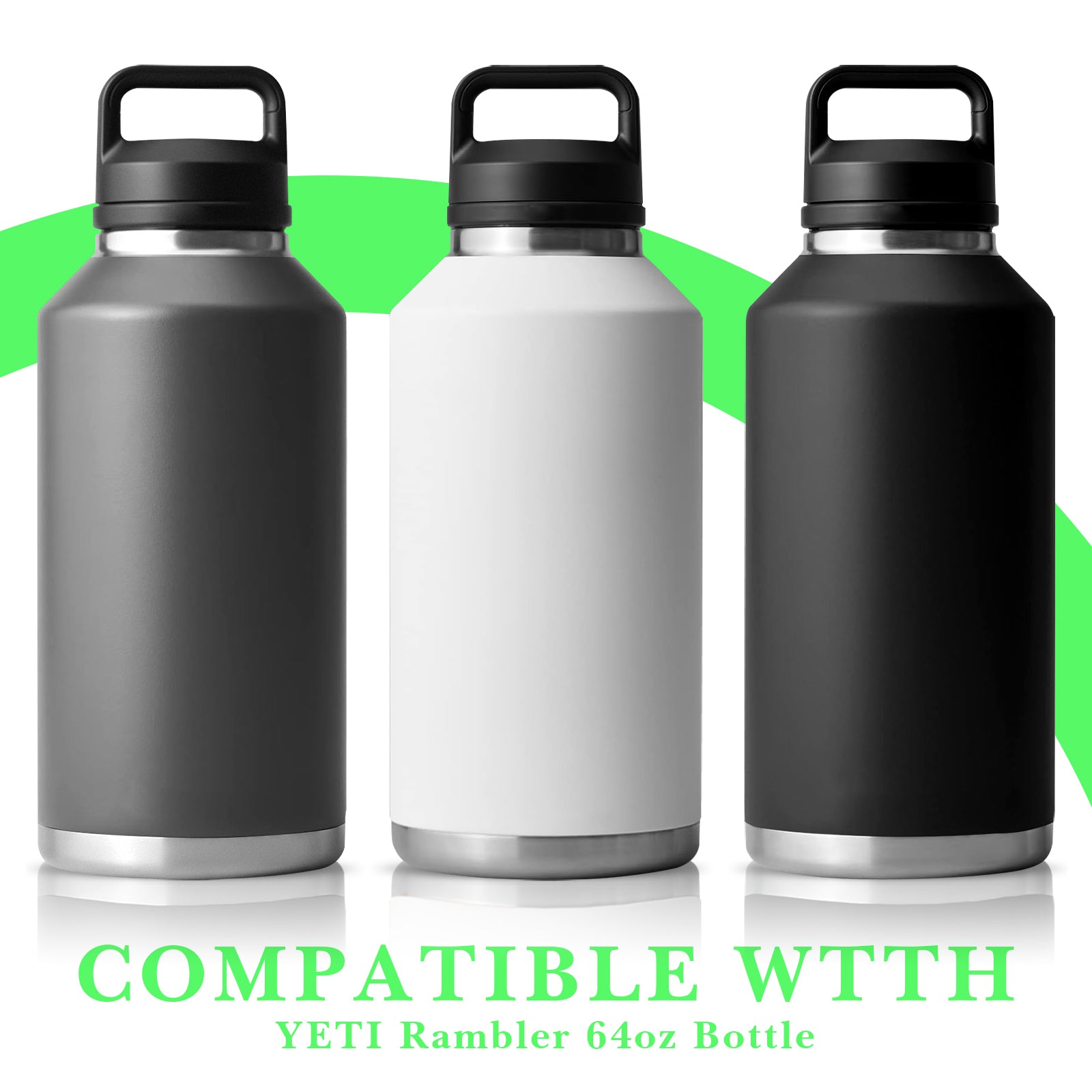 Linkidea Water Bottle Boot Compatible with YETI Rambler Bottle 64oz, Silicone Water Bottle Bottom Sleeve Cover Protector, Waterbottle Bumper (Green)